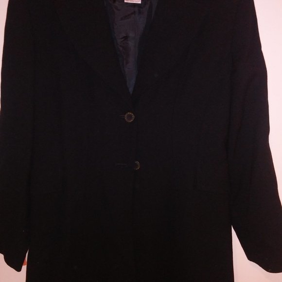 Larry Levine Suits Coat Jacket Size 8 Solid Black 100% Wool Crepe Double Breaste - Picture 13 of 16